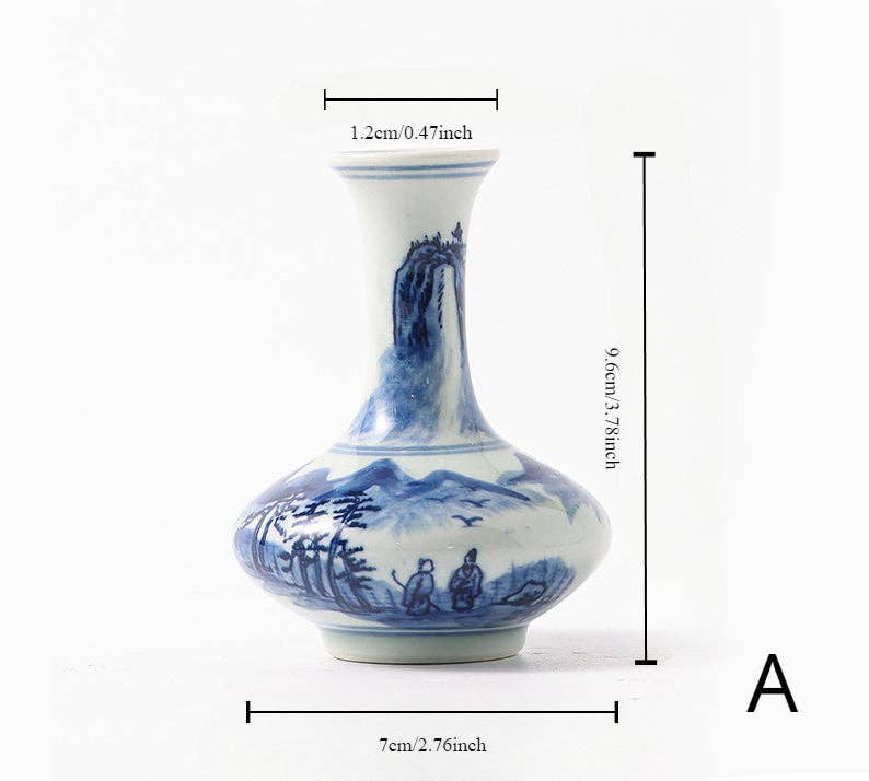 Hand-painted Blue & White Bud Vase