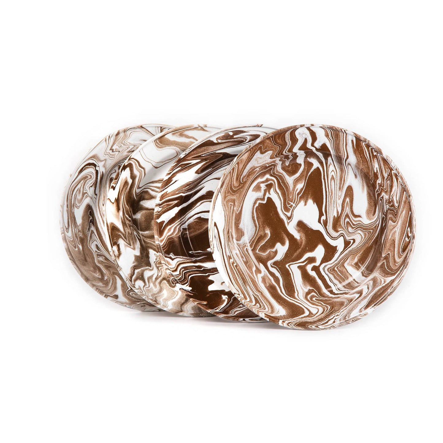 Hand Marbled 16 Piece  Enamelware Dinner Set - Brown