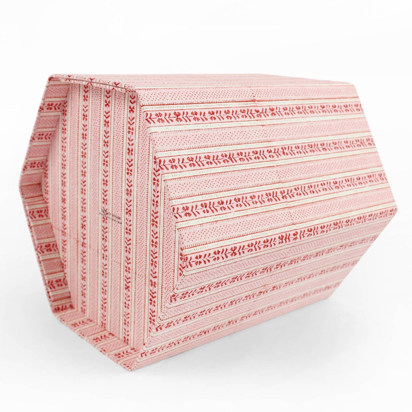 Hexagon Collapsible Basket - Floral Stripe red