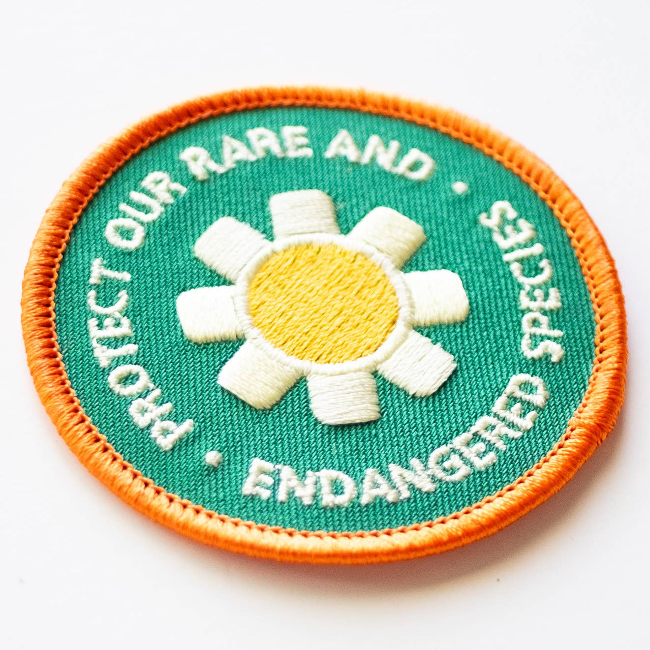 Embroidered 'Protect Our Rare and Endangered Species' Iron-on Patch