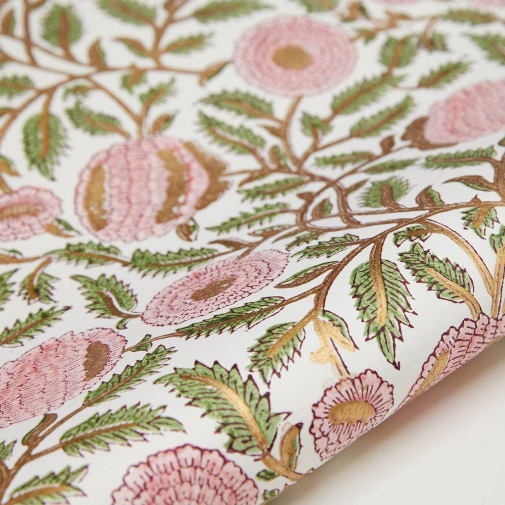 Block Printed Wrapping Paper - Marigold Blush