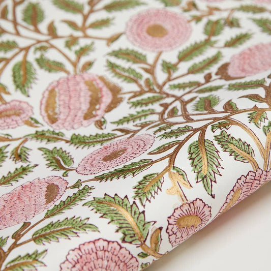 Block Printed Wrapping Paper - Marigold Blush