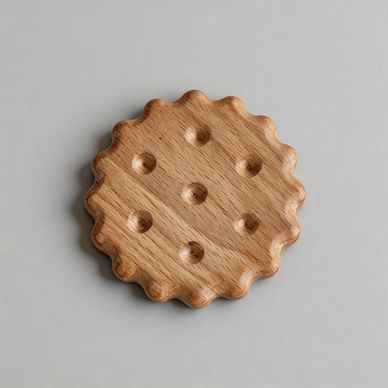 Round Wooden Biscuit Coaster: Beech