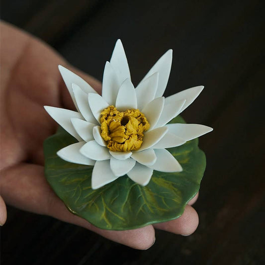 Ceramic White Lotus Incense Holder