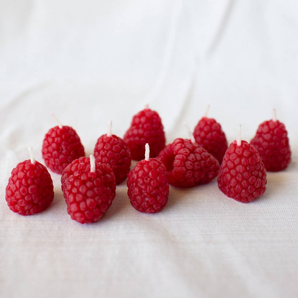 Raspberry Beeswax Birthday Candles - 10