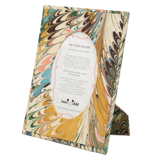 Hand-Marbled Picture Frame with Oval Opening, 4"x 6"