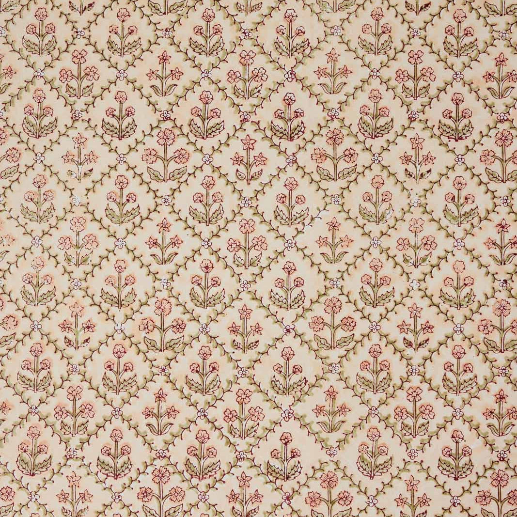 Block Printed Wrapping Paper - Floral Lattice Terracotta