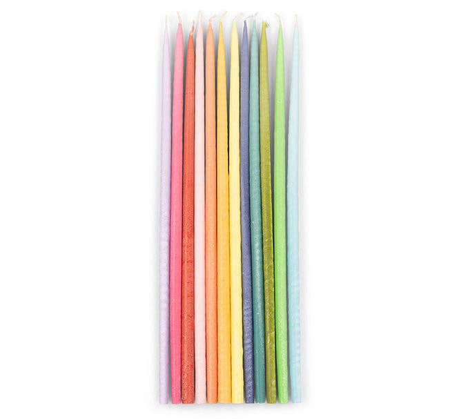 Thin Taper Coloured Candles - Pack of 12