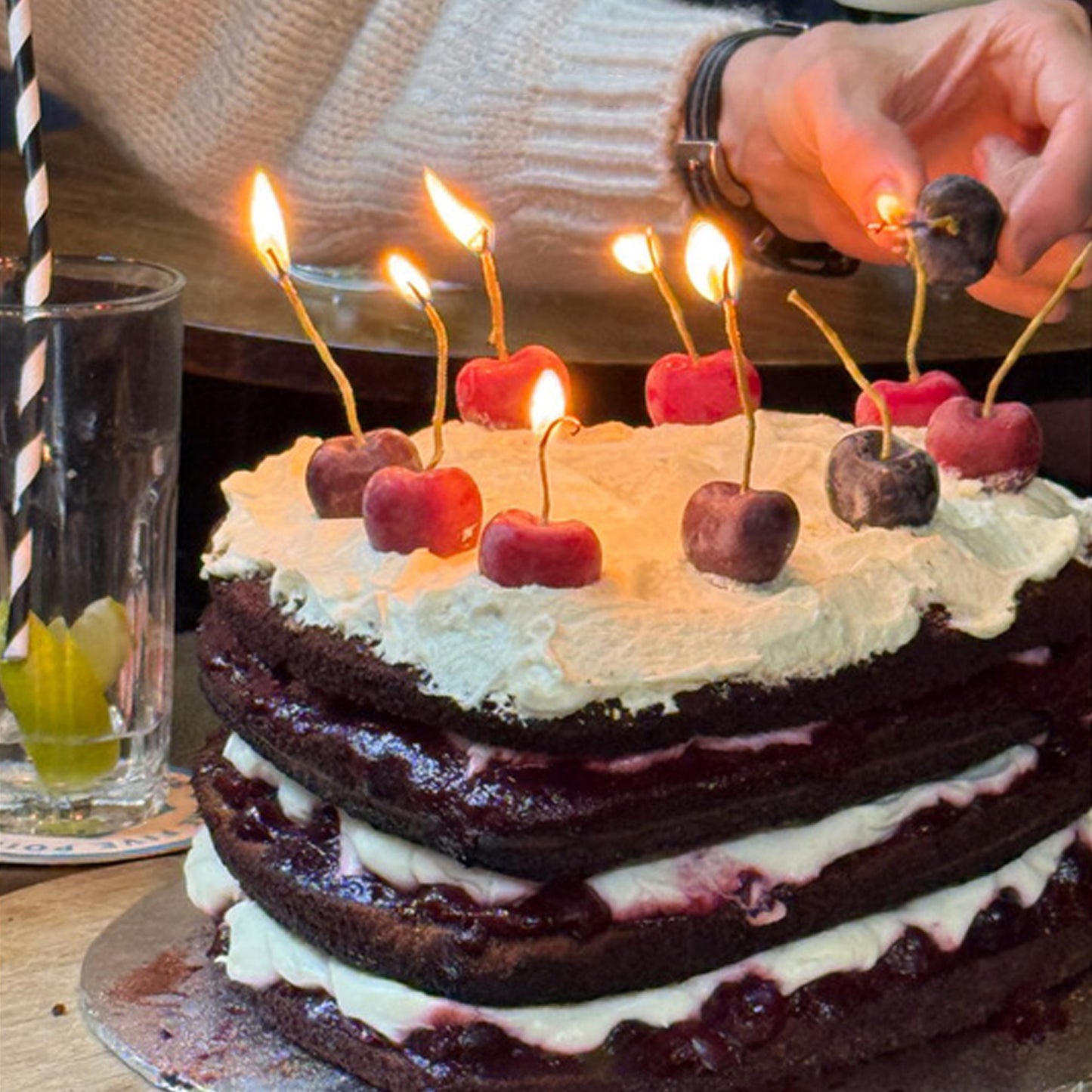 Dark Cherry Beeswax Birthday Candles - 10