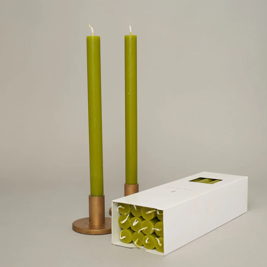 Leaf Green Dinner Candle - pack of 12