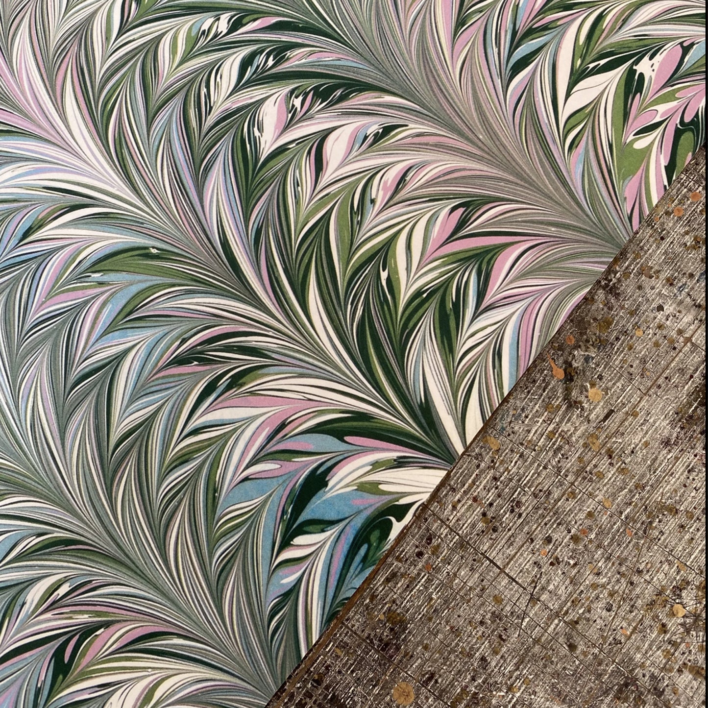 'Fern & Feather' Printed Marbled Paper