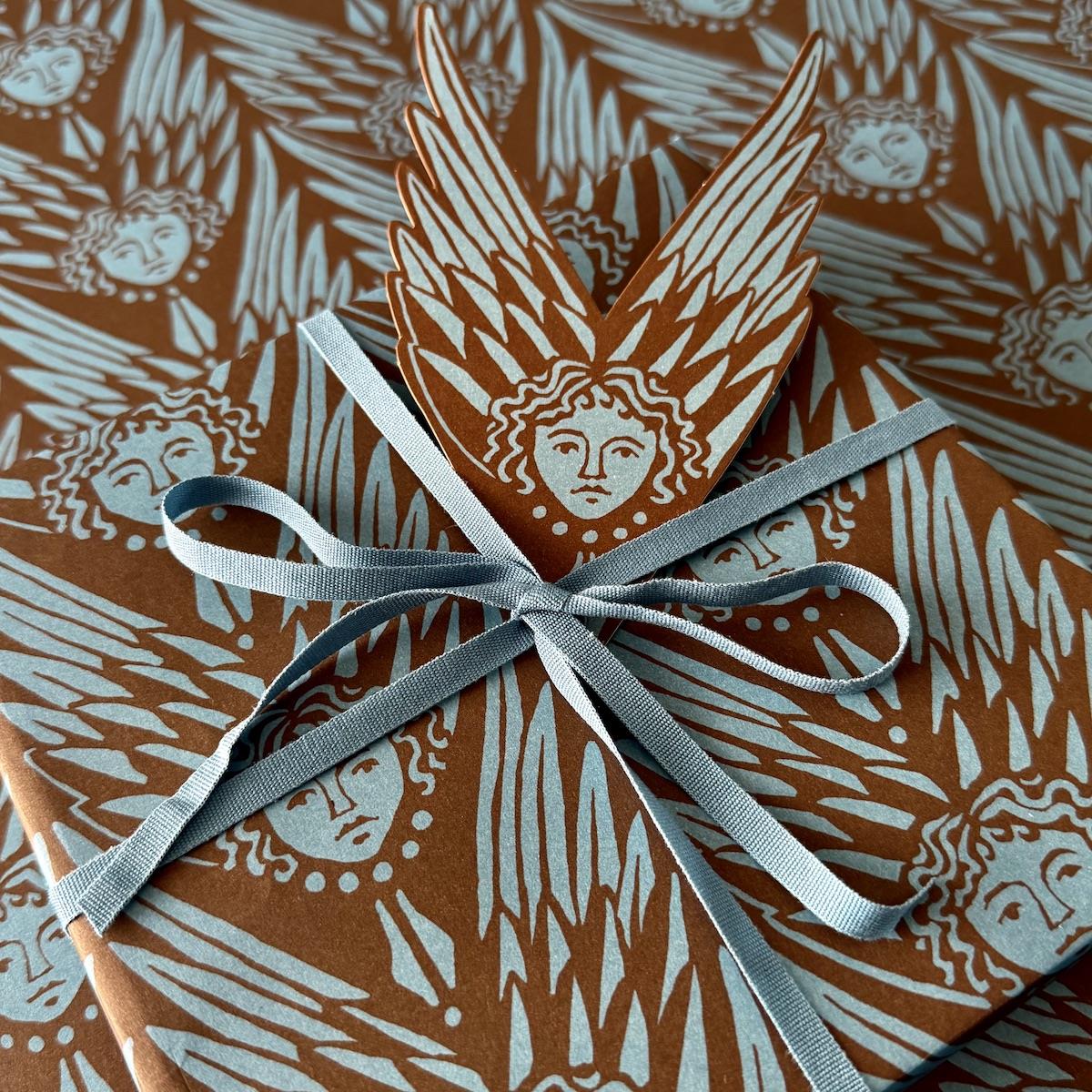 5 Fancy Suffolk Angels Gift Tags - Bruised Copper