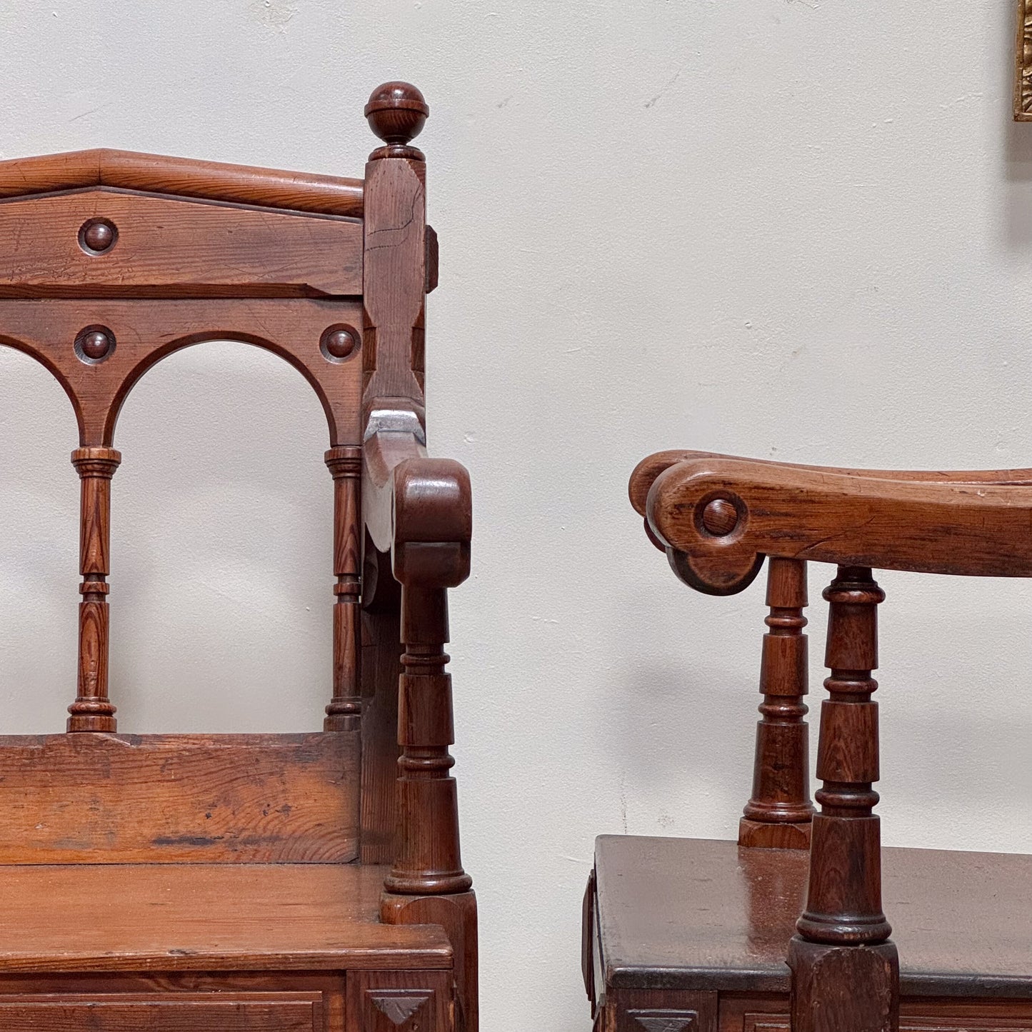 A Pair of 19th Century Pine Gothic Chairs