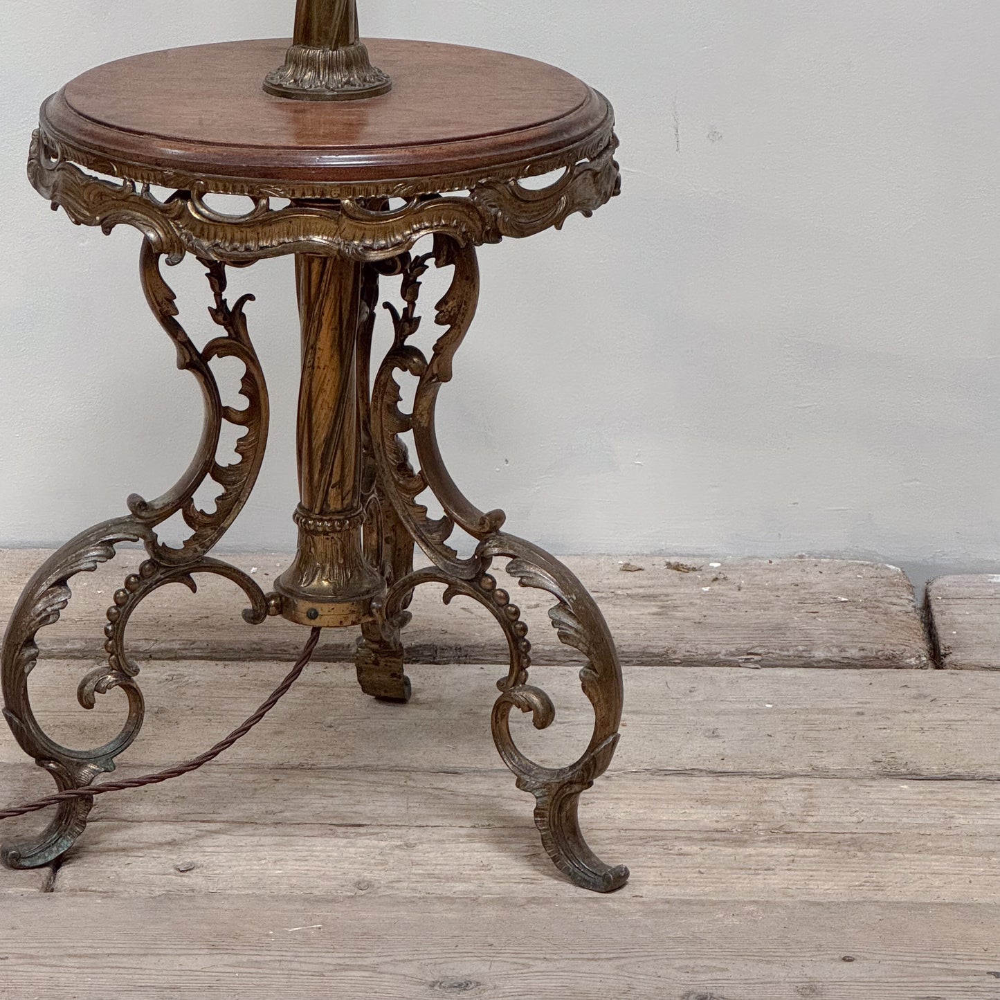 A Late 19th Century Gilded Brass Standard Lamp