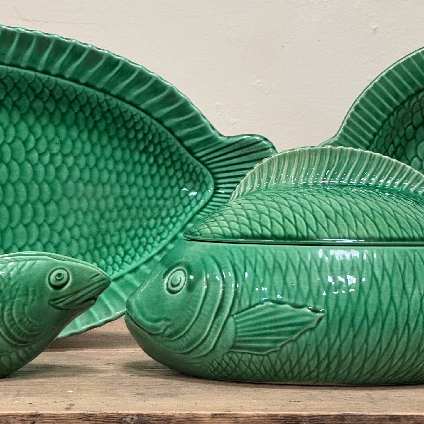 A 1930's French Majolica Fish Service by Sarreguemines