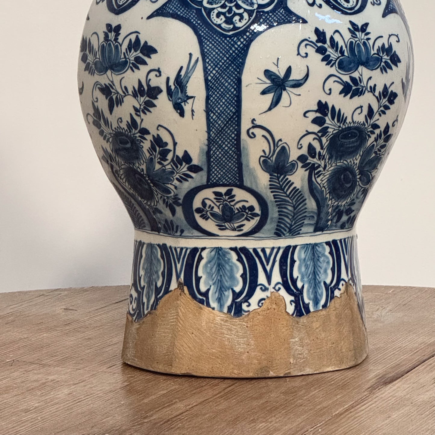 An 18th Century Dutch Delft Blue & White Large Baluster Vase