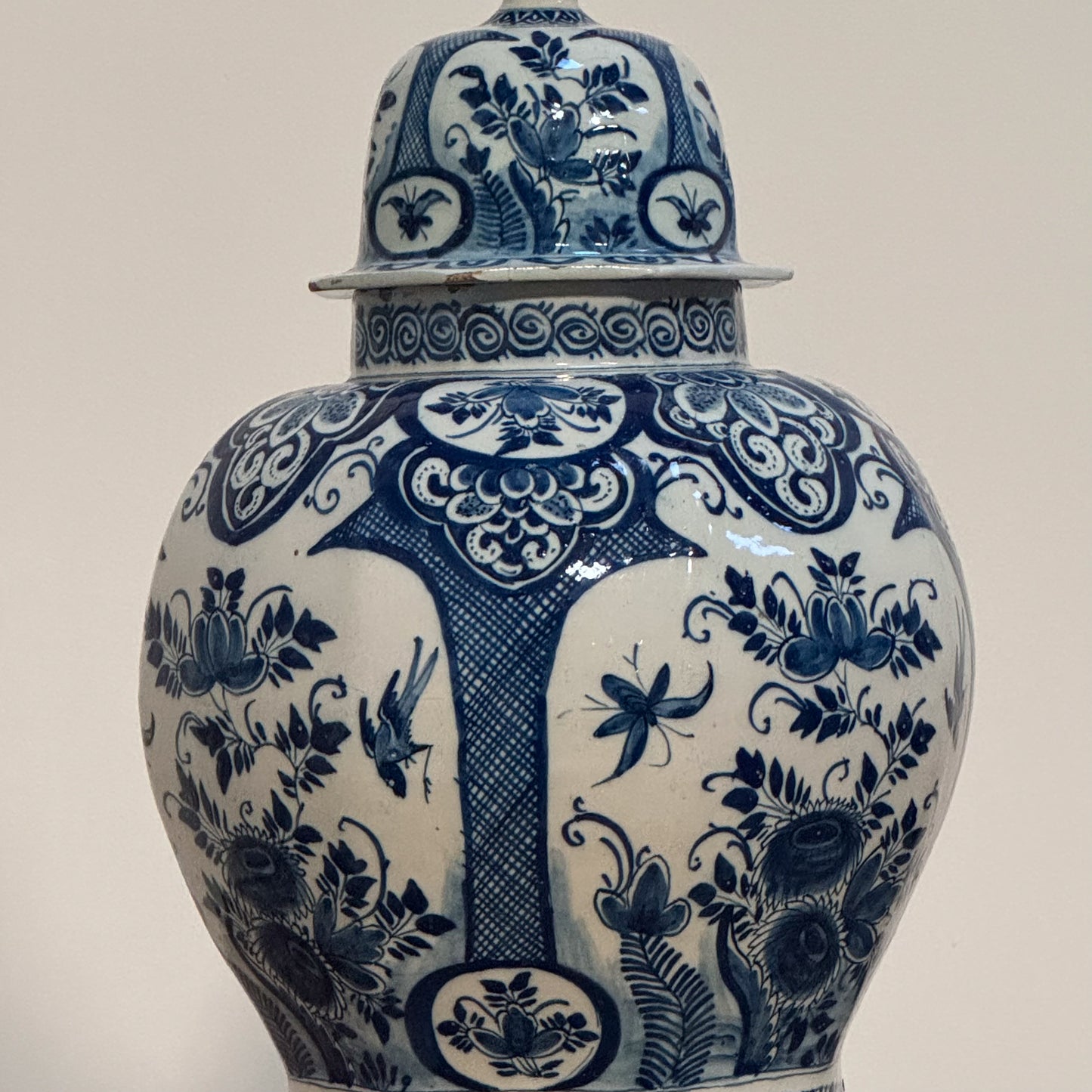 An 18th Century Dutch Delft Blue & White Large Baluster Vase