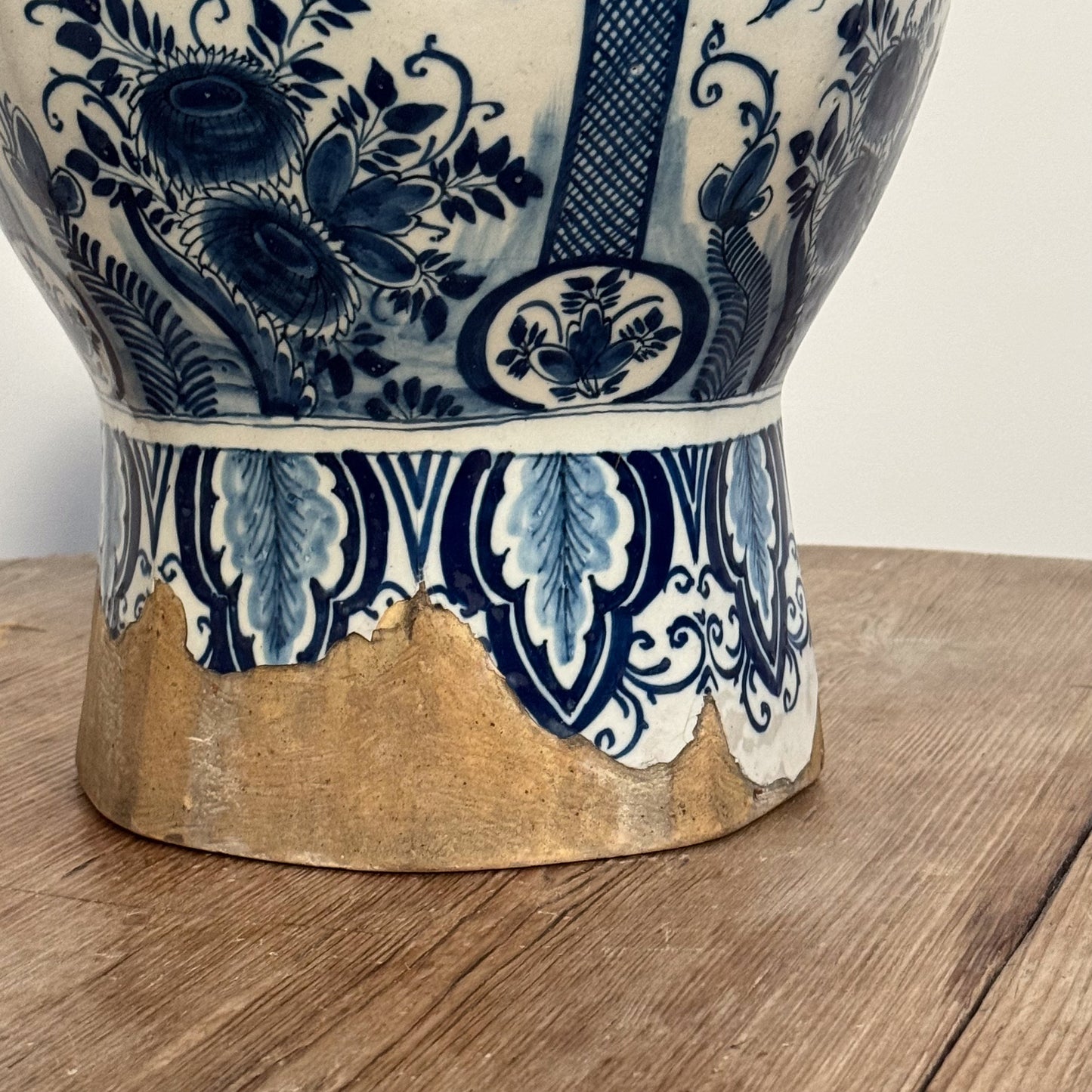 An 18th Century Dutch Delft Blue & White Large Baluster Vase