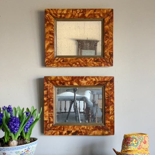 A Pair of Late 19th Century Faux Tortoiseshell Framed Mirrors