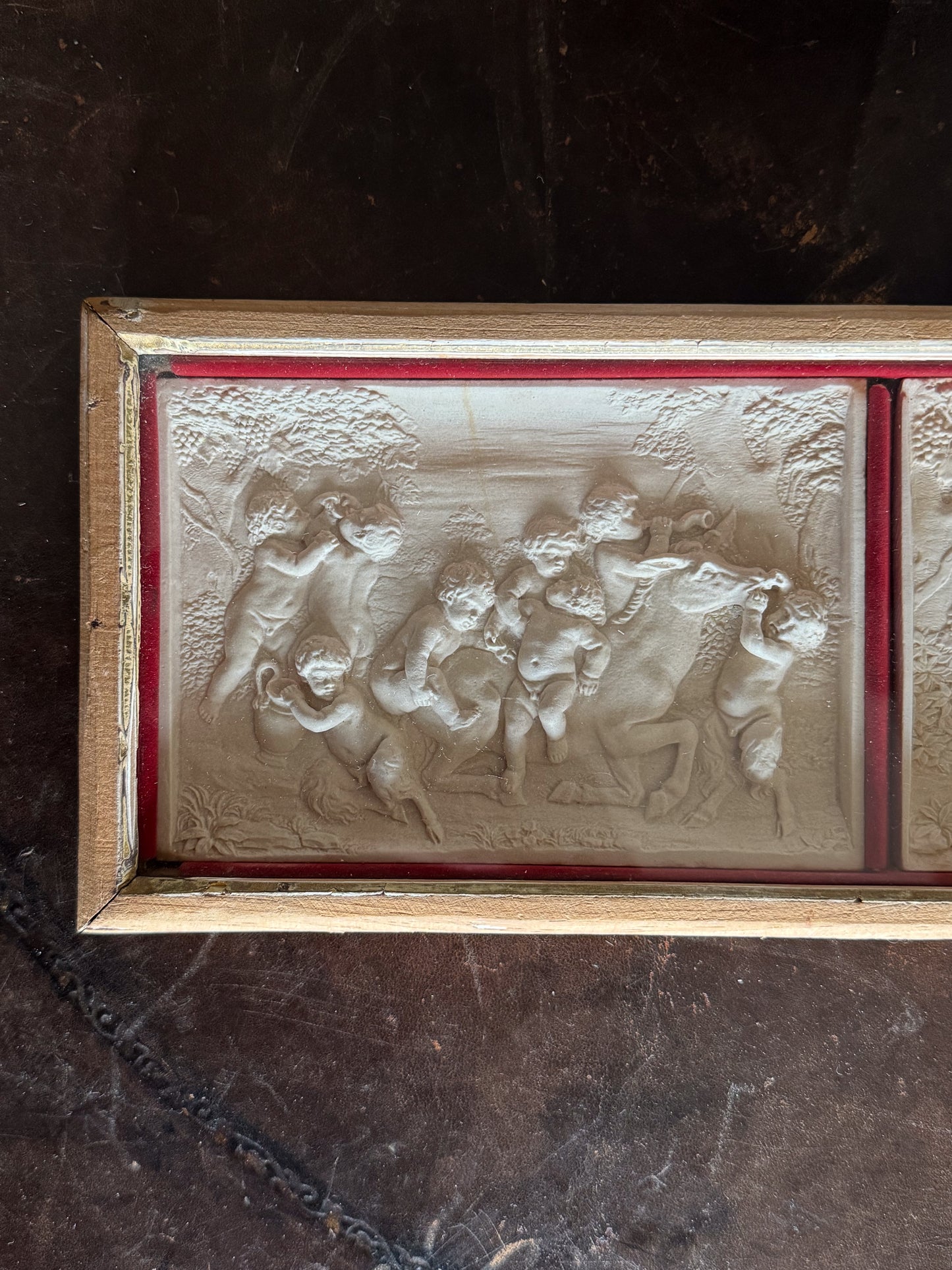 A Late 19th Century Framed Trio of Plaster Relief Plaques by Elkington & Co.