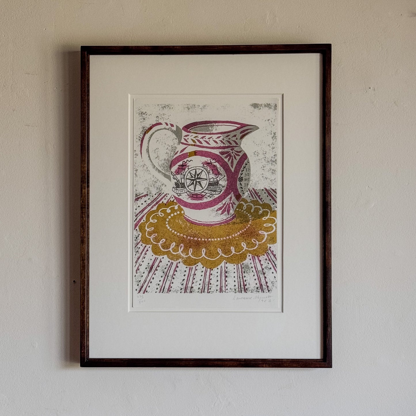 A Framed Lithograph "The Sunderland Jug" by Lawrence Mynott (b.1954)