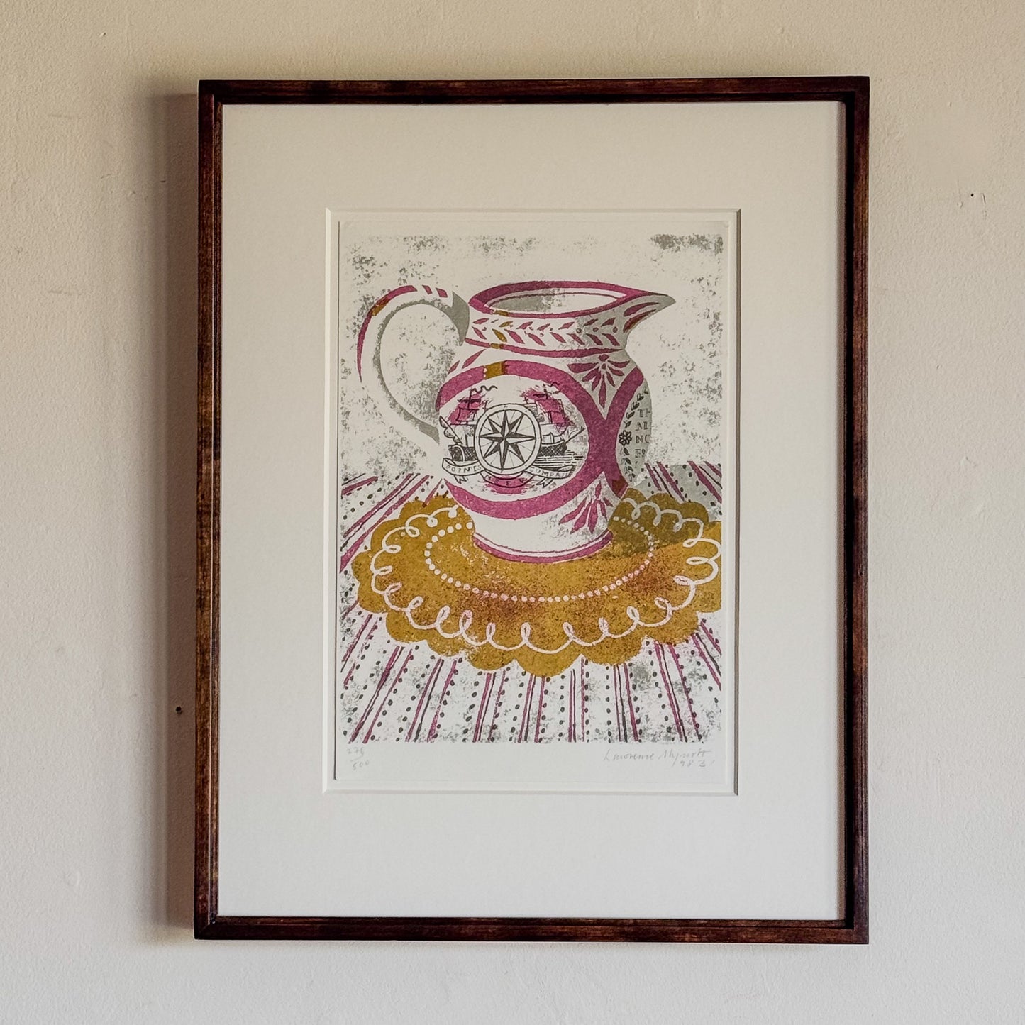 A Framed Lithograph "The Sunderland Jug" by Lawrence Mynott (b.1954)