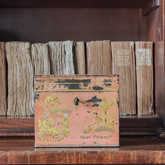 A Regency Toleware Tea Caddy