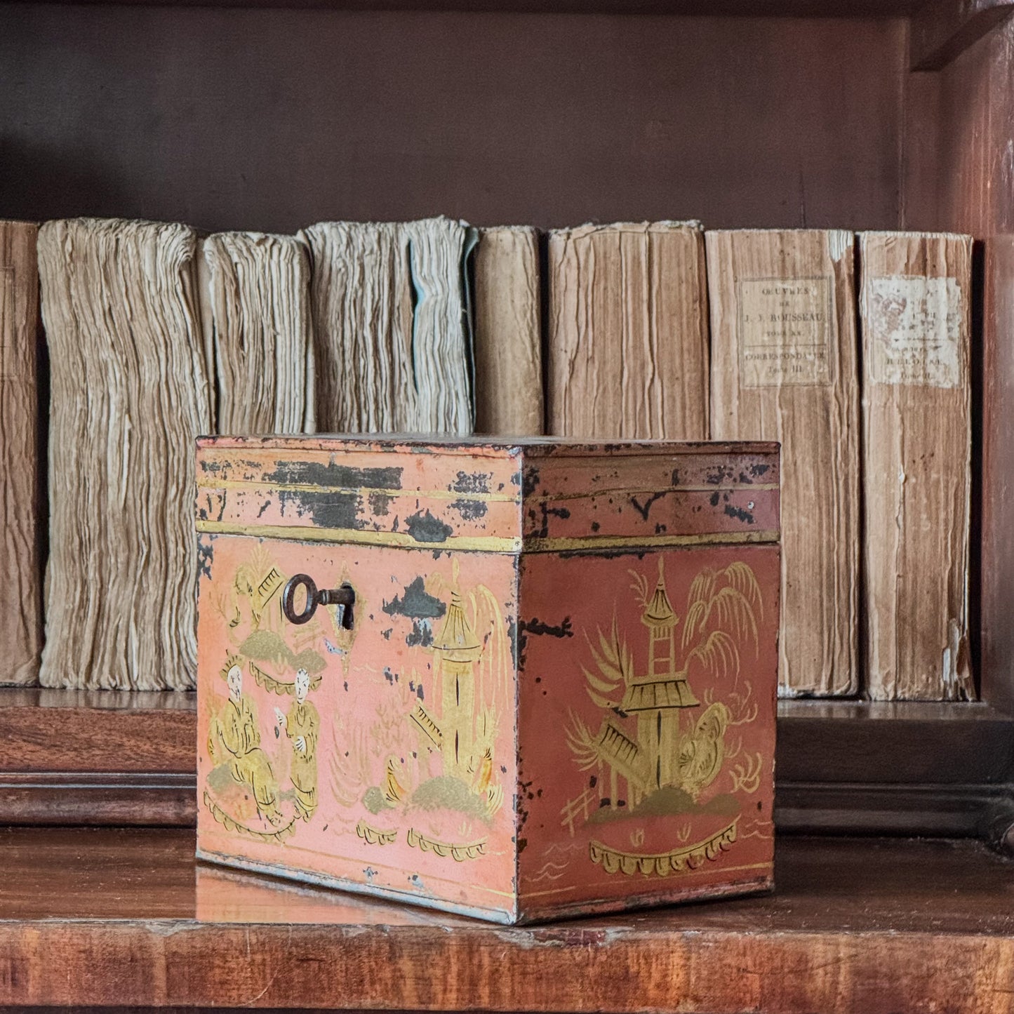 A Regency Toleware Tea Caddy