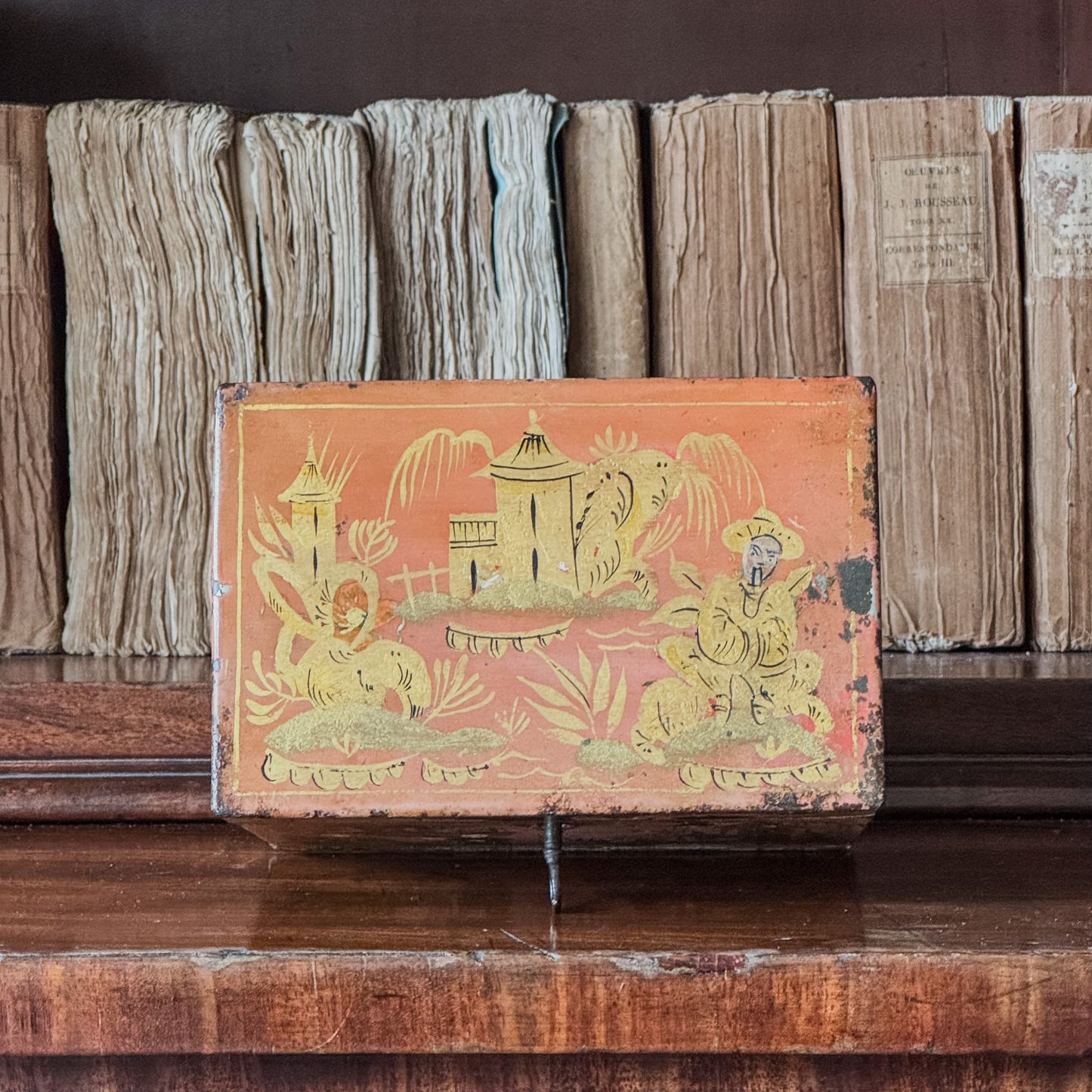 A Regency Toleware Tea Caddy
