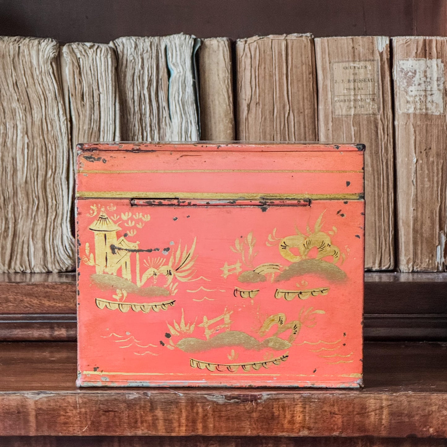 A Regency Toleware Tea Caddy