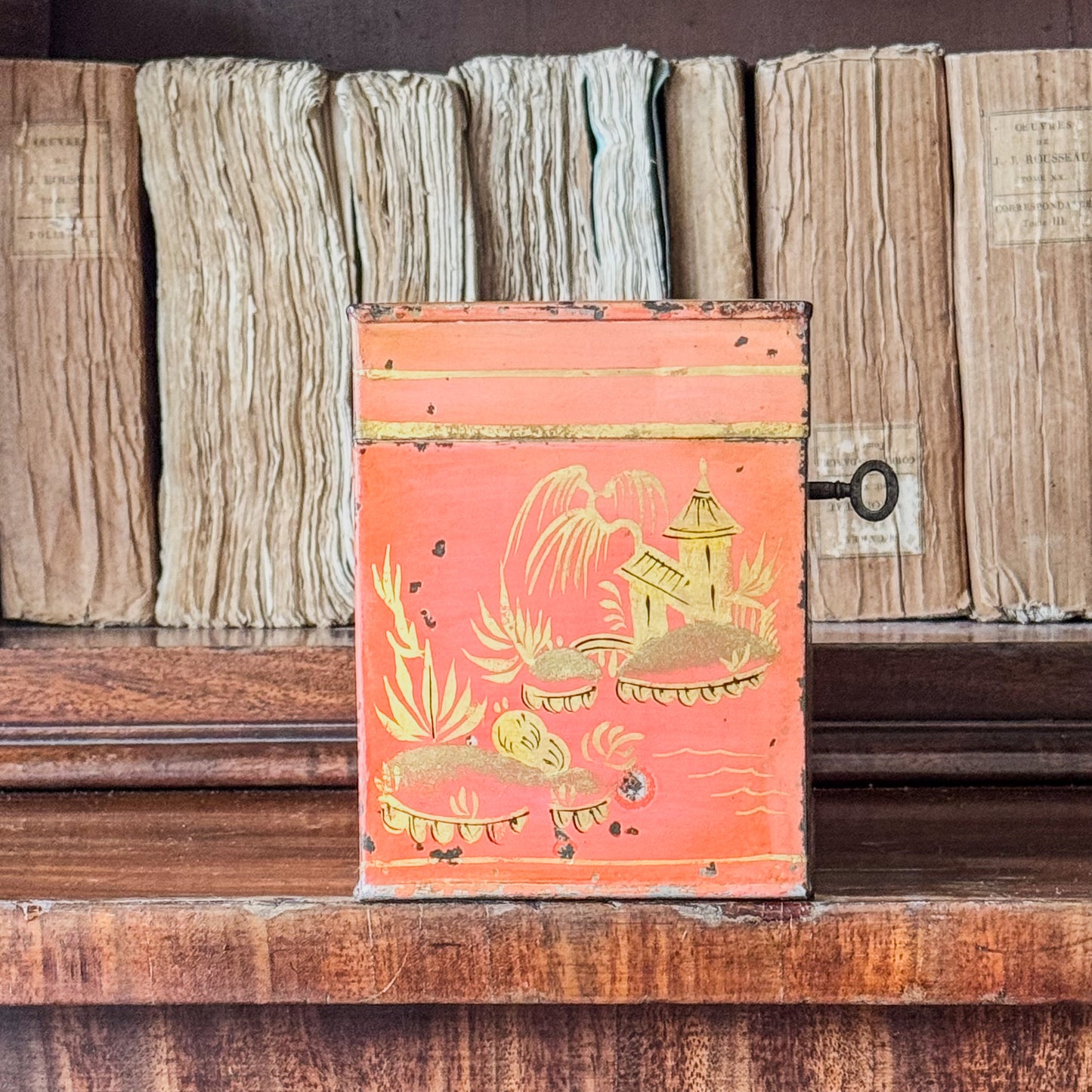 A Regency Toleware Tea Caddy