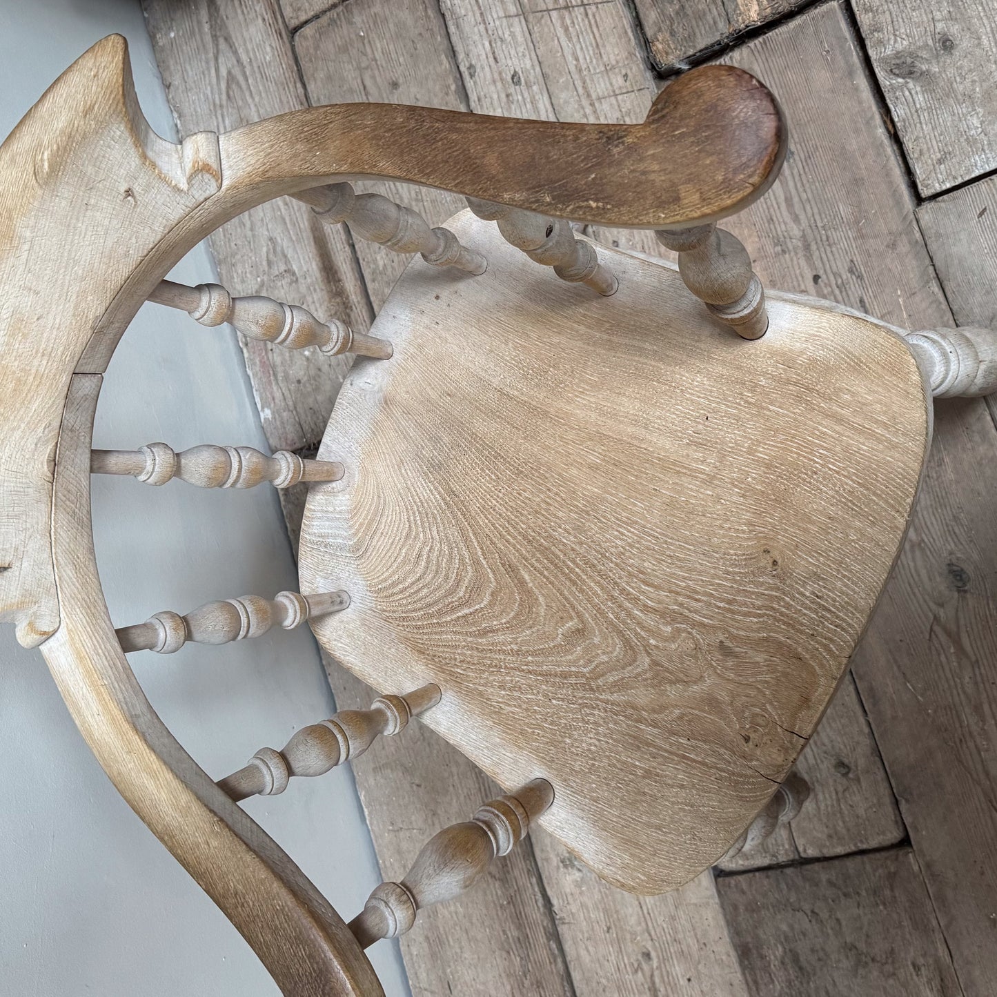 A 19th Century Bleached Oak Smokers Bow Chair
