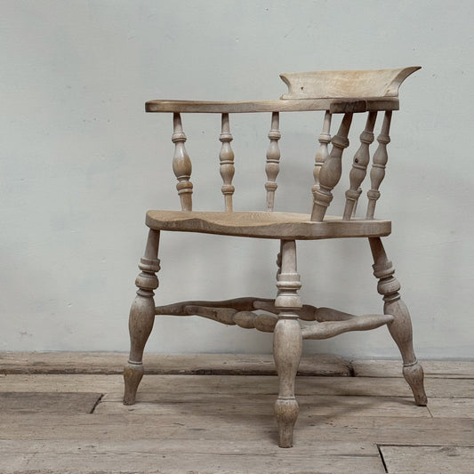A 19th Century Bleached Oak Smokers Bow Chair