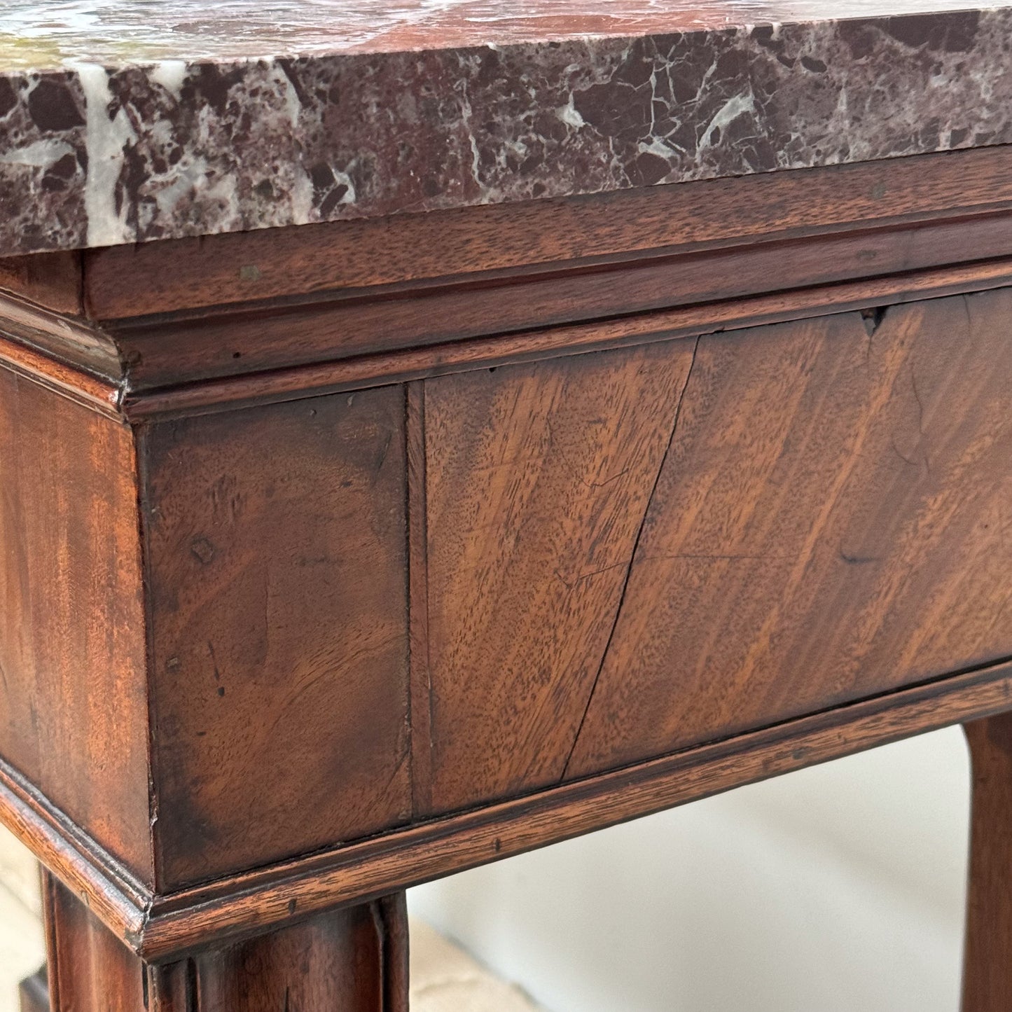 A Chippendale Period Mahogany Side Table with Marble Top