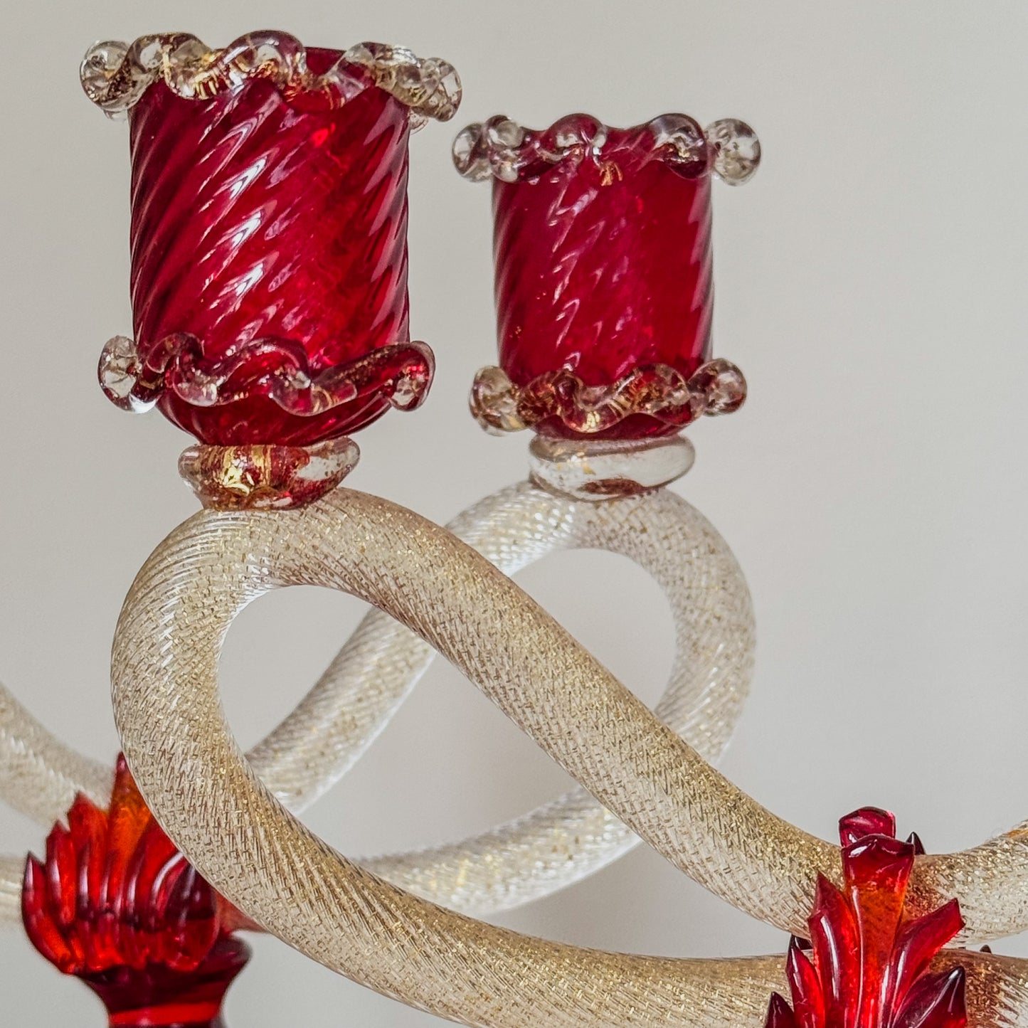 A Pair of Early 20th Century Murano Glass Candlesticks