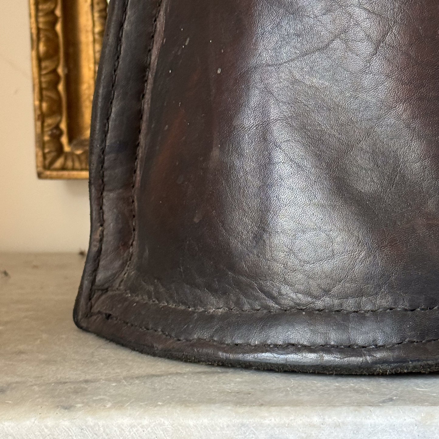 A Large 19th Century Leather 'Bombard' Ale Jug