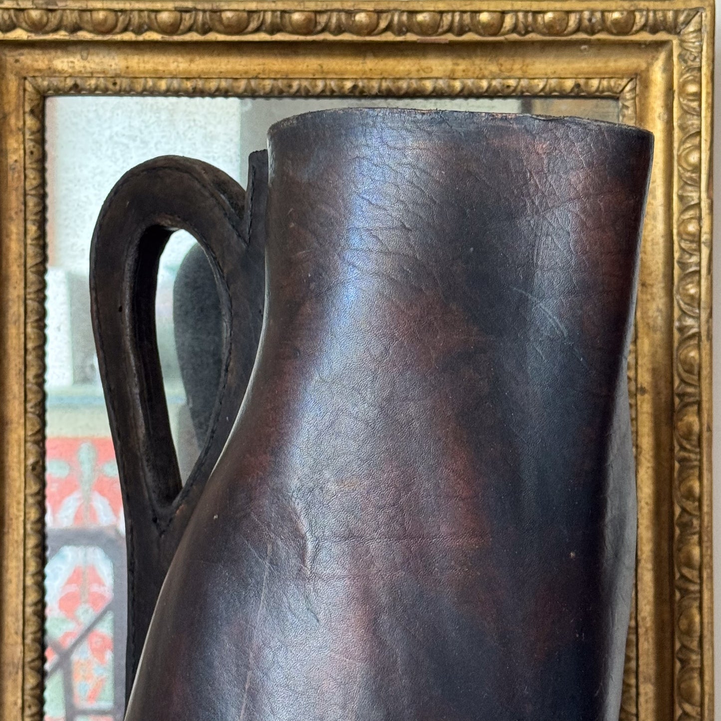 A Large 19th Century Leather 'Bombard' Ale Jug