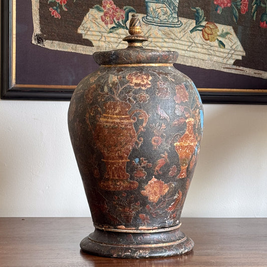 A 19th Century Clobbered Urn with Découpage Decoration