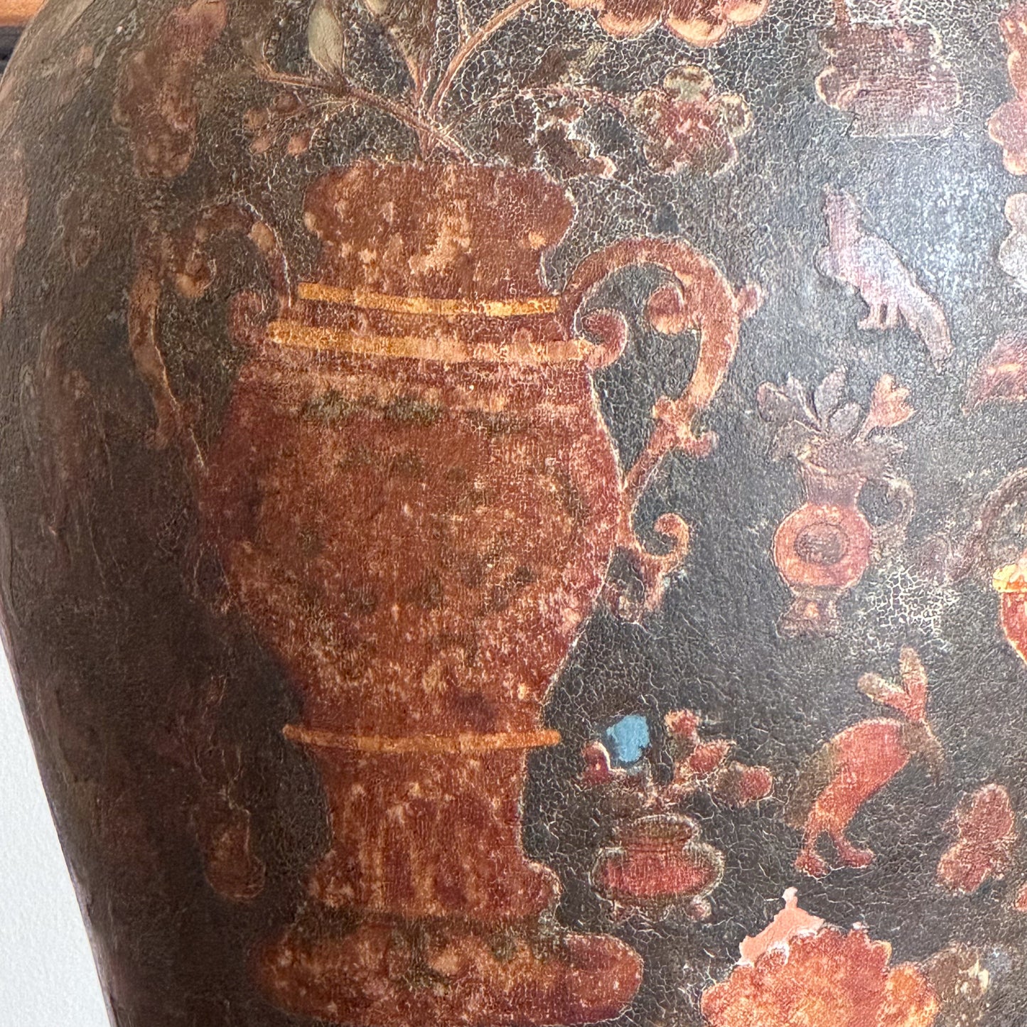 A 19th Century Clobbered Urn with Découpage Decoration