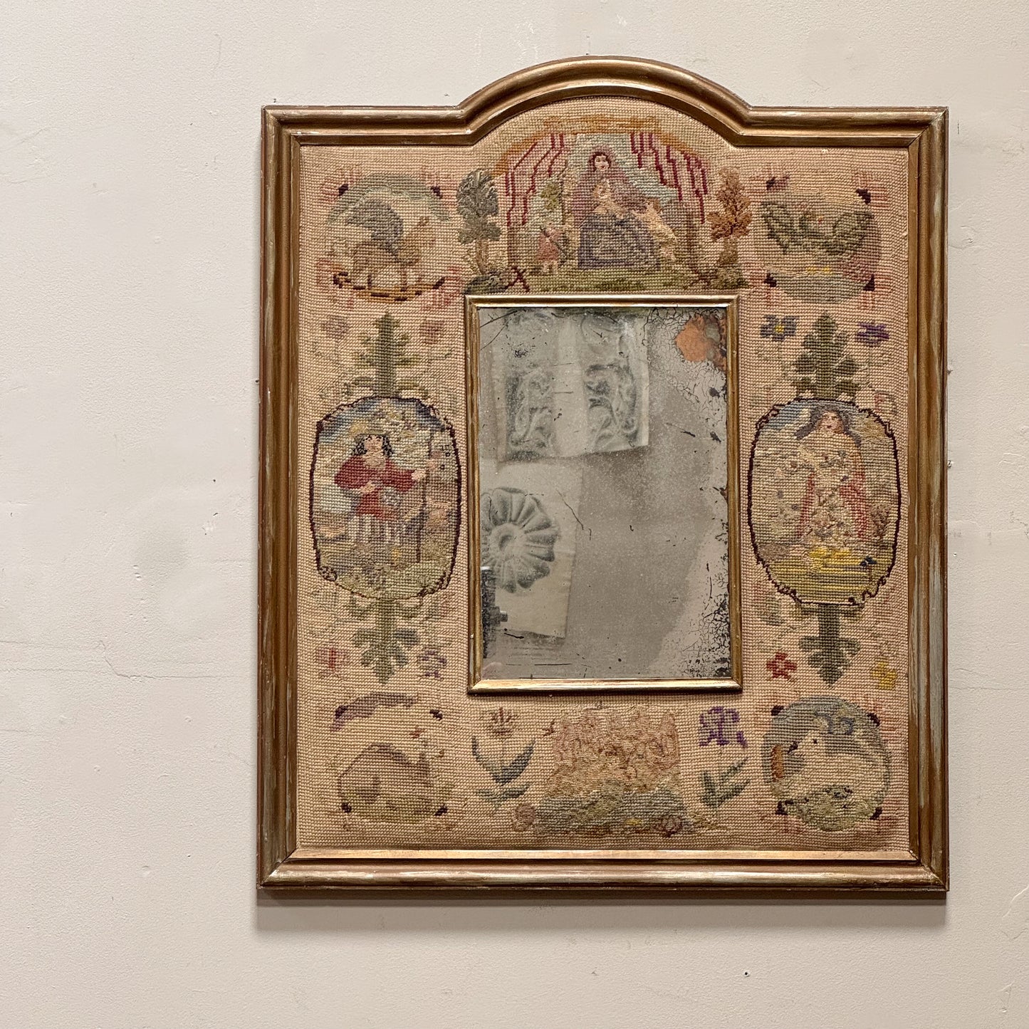 An 18th Century Needlepoint Cushion Mirror