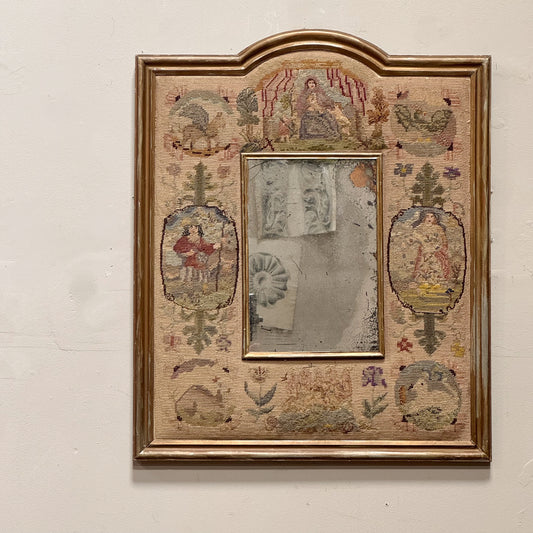 An 18th Century Needlepoint Cushion Mirror