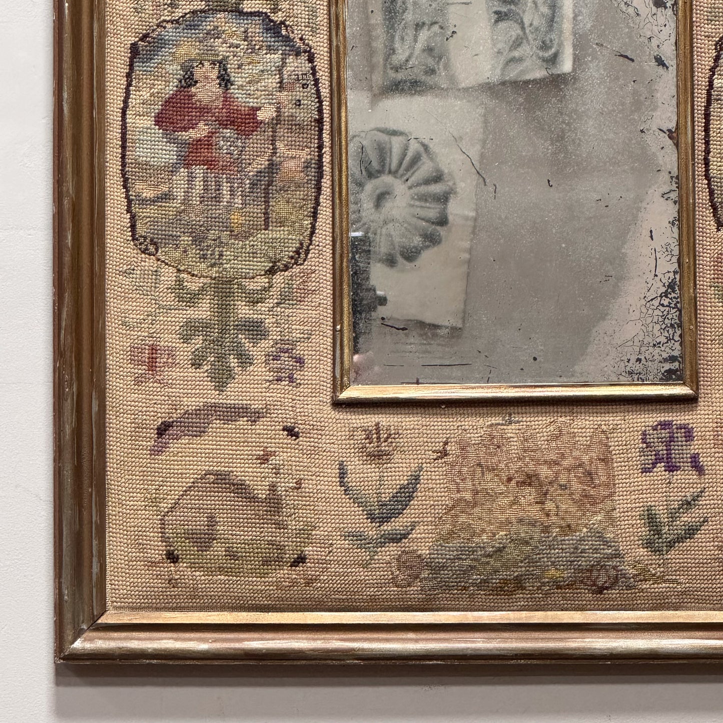An 18th Century Needlepoint Cushion Mirror
