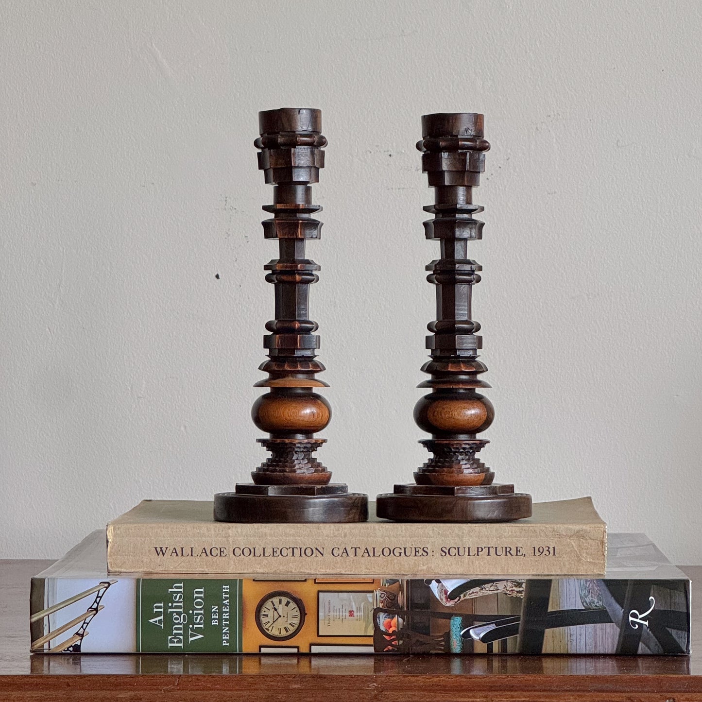A Pair of 19th Century Lignum Vitae Treen Candlesticks