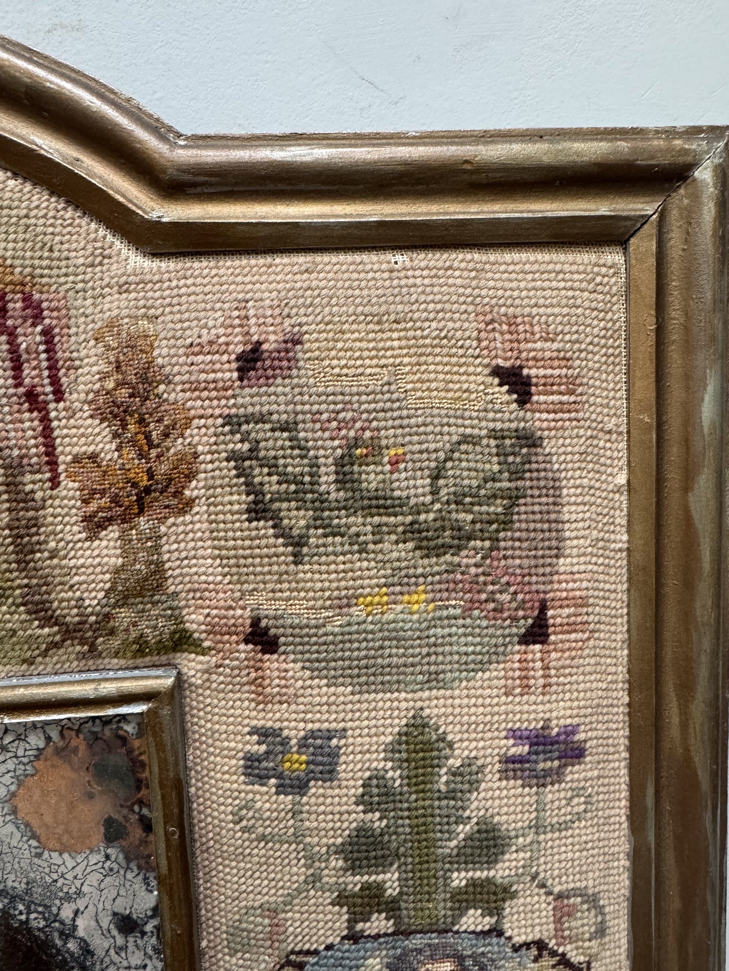 An 18th Century Needlepoint Cushion Mirror