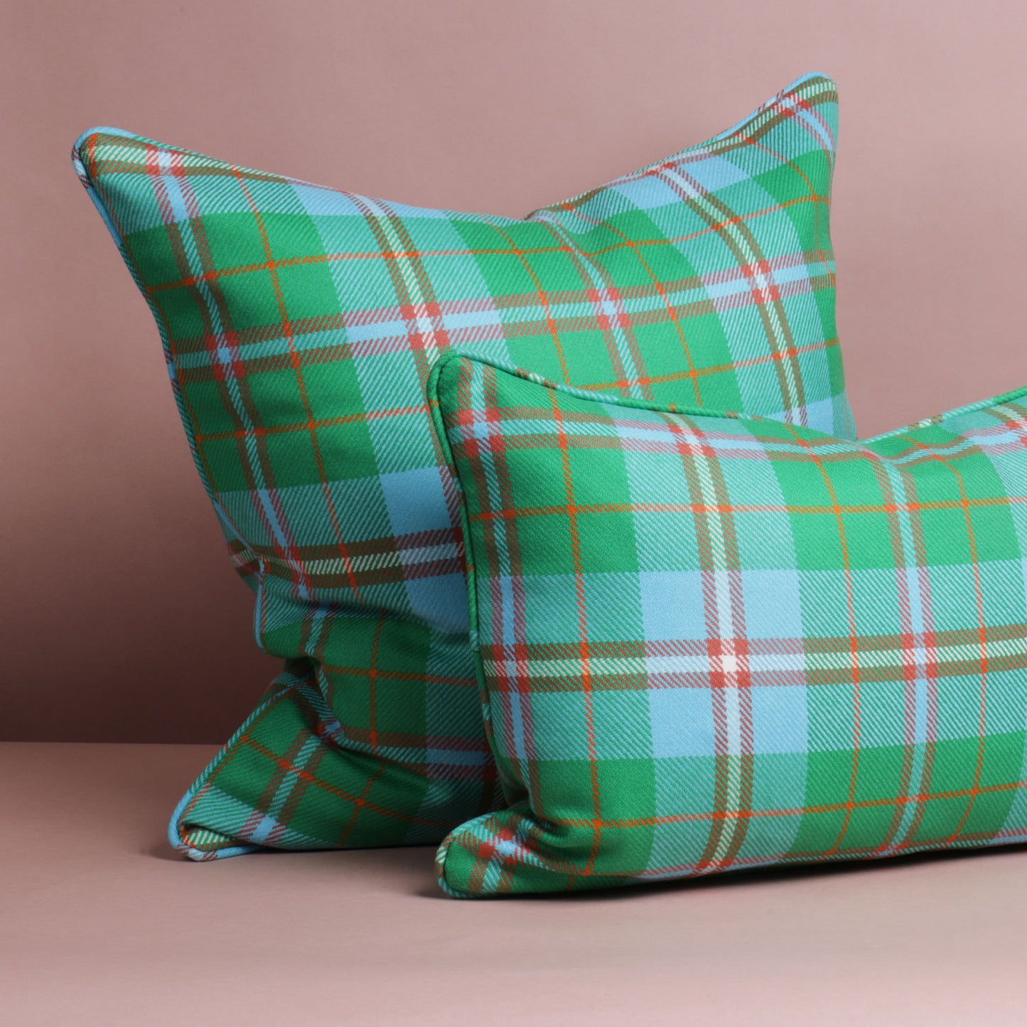 Large Check Lambswool  Cushion - Apple