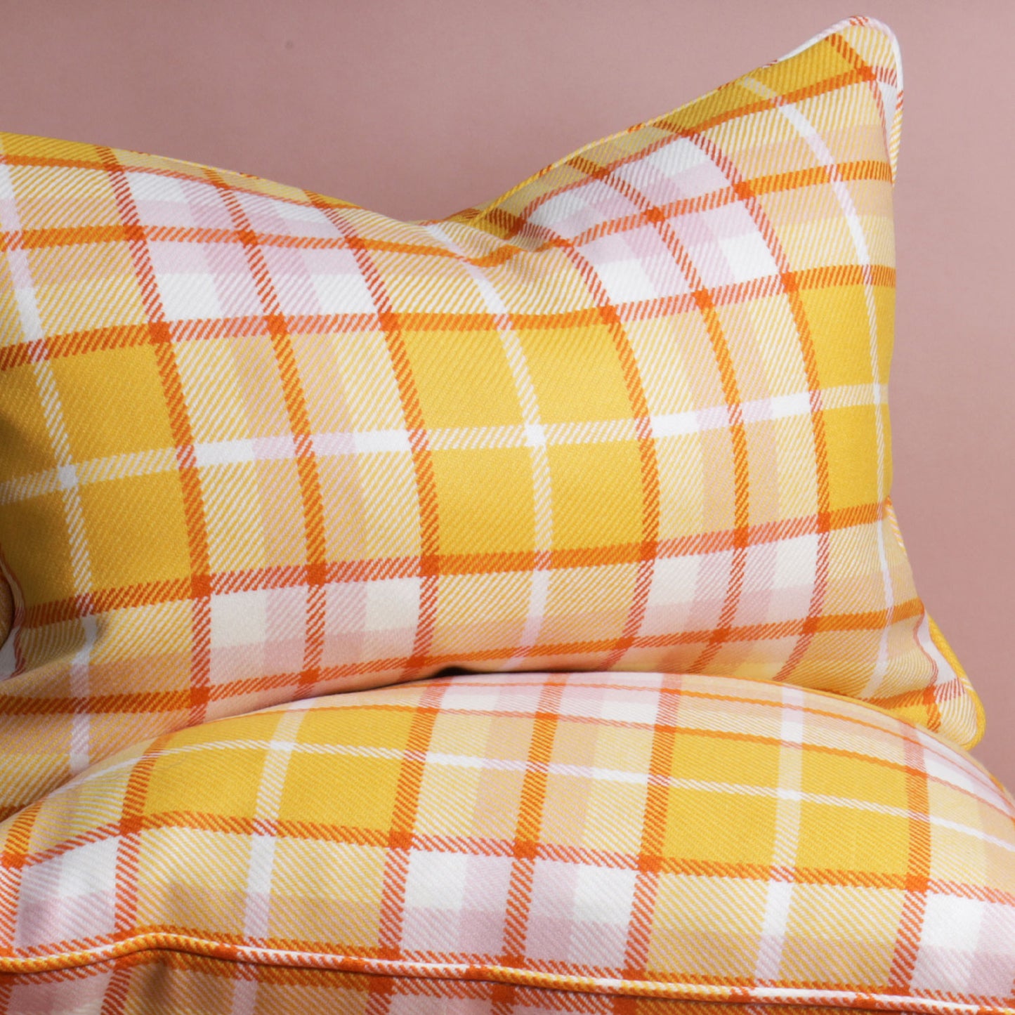 Check Lambswool Cushion - Gold