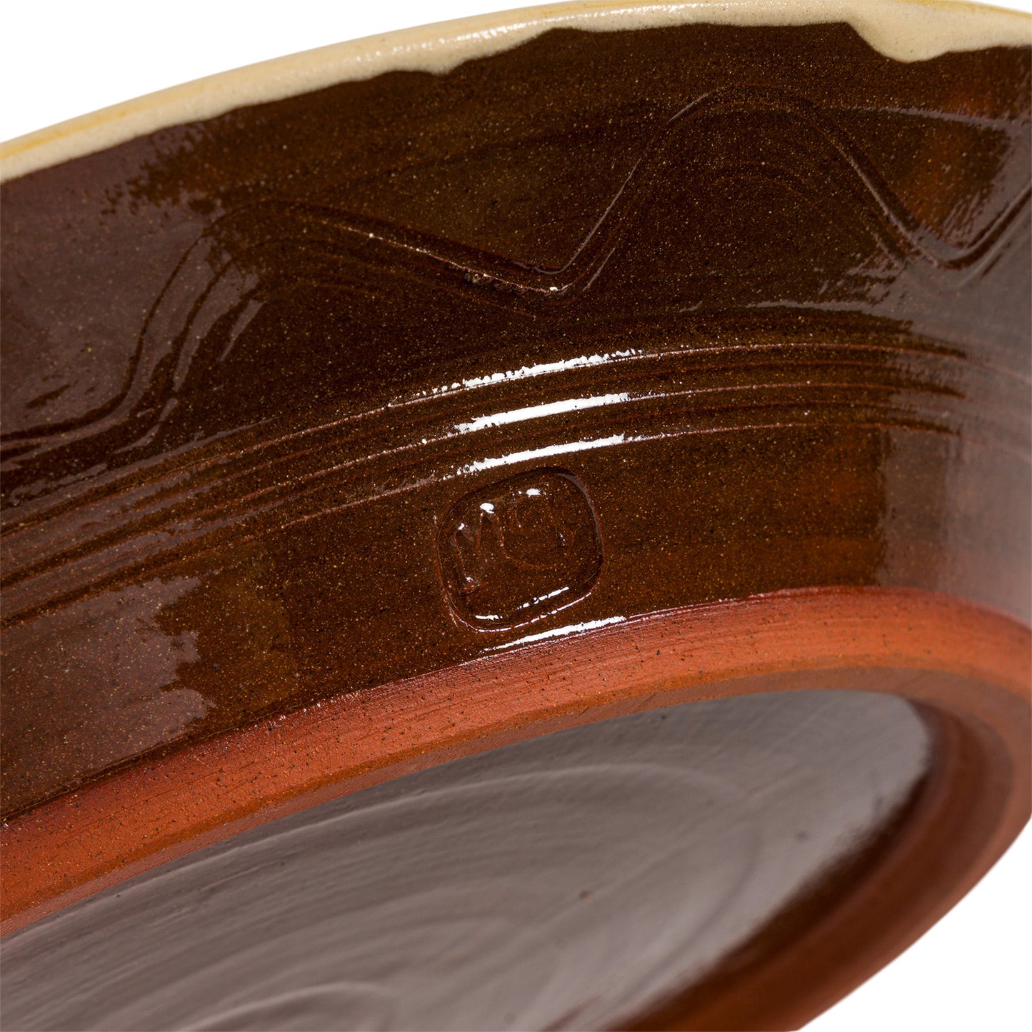 Slipware Side Plate - Green/Cream