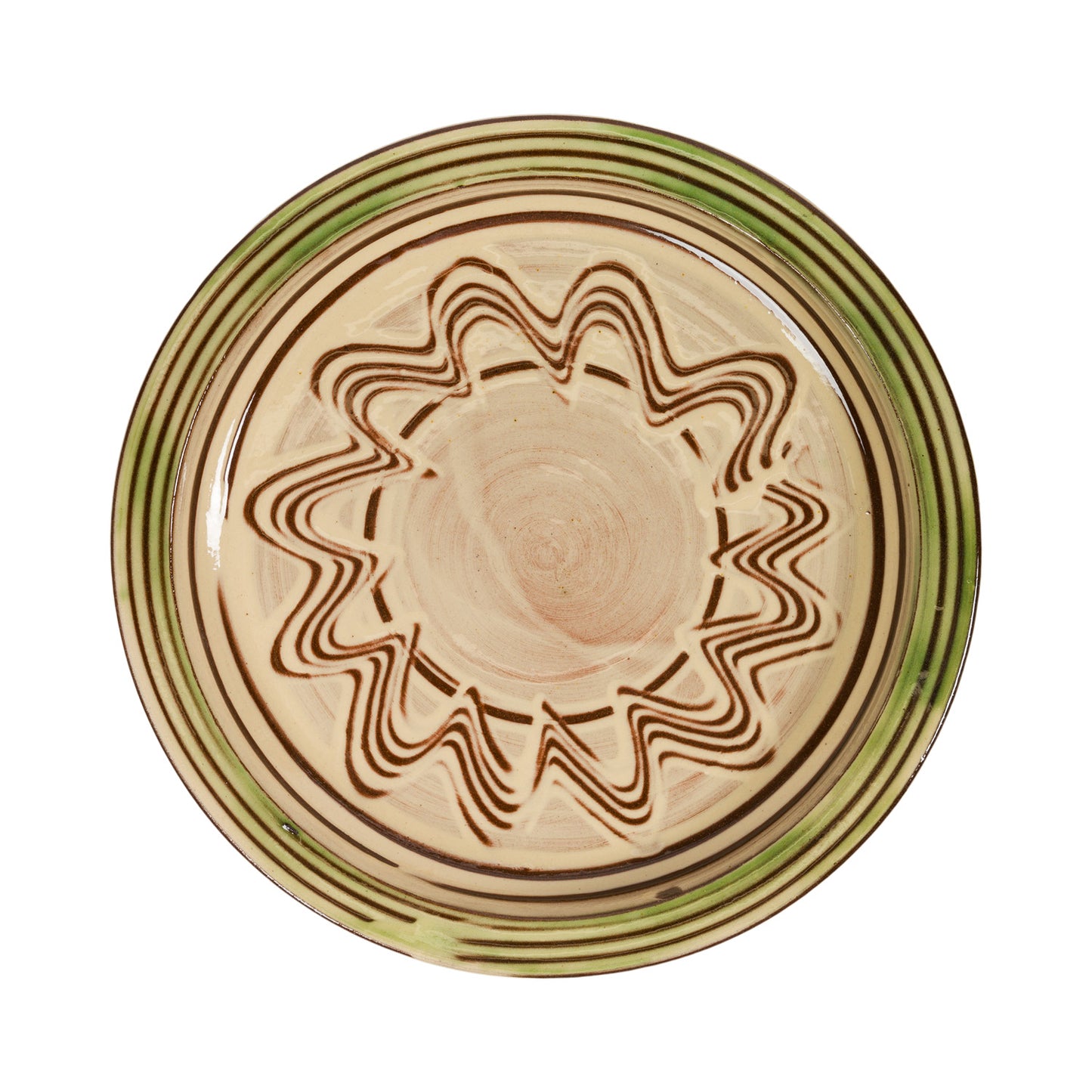 Slipware Side Plate - Green/Cream