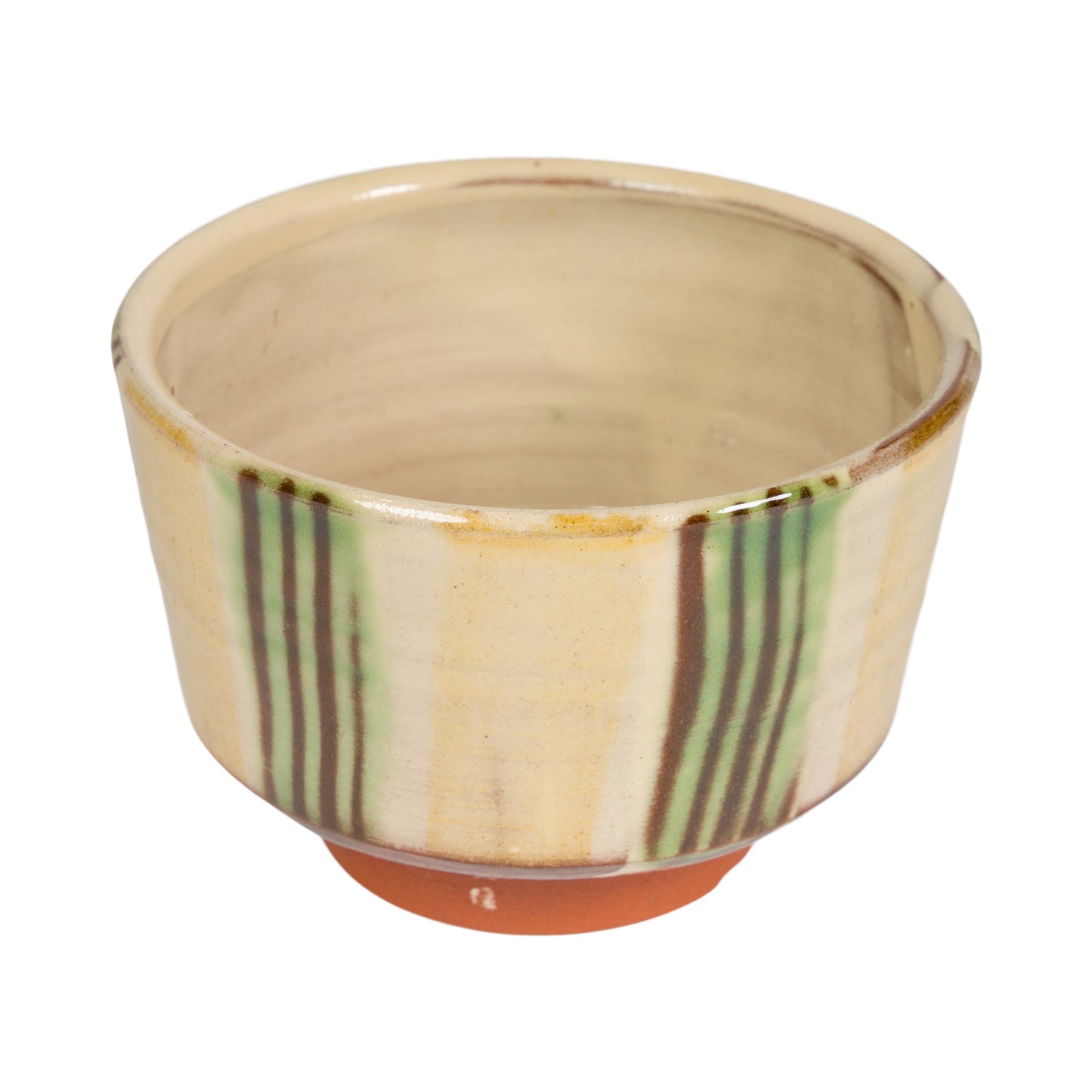 Slipware Chawan Tea Bowl - Cream/Green