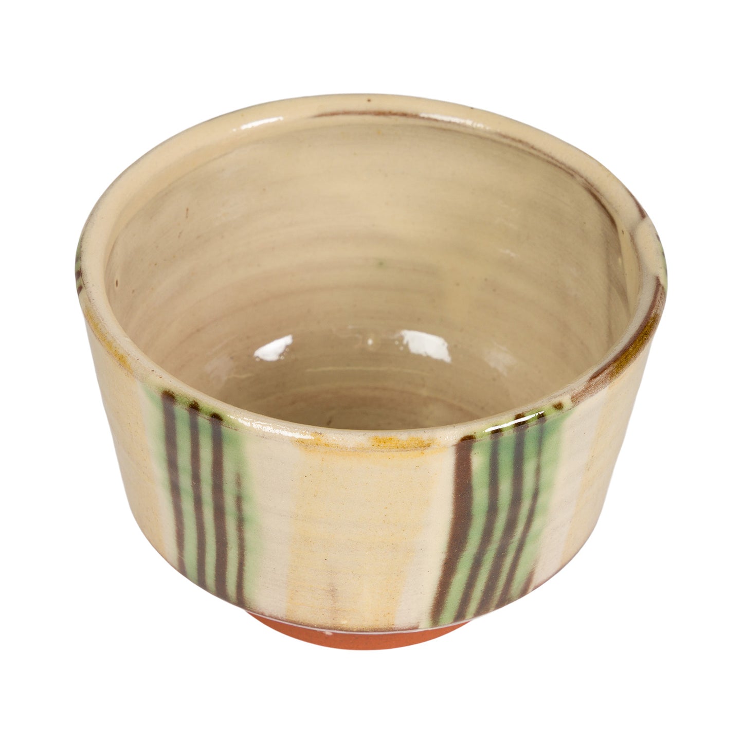 Slipware Chawan Tea Bowl - Cream/Green